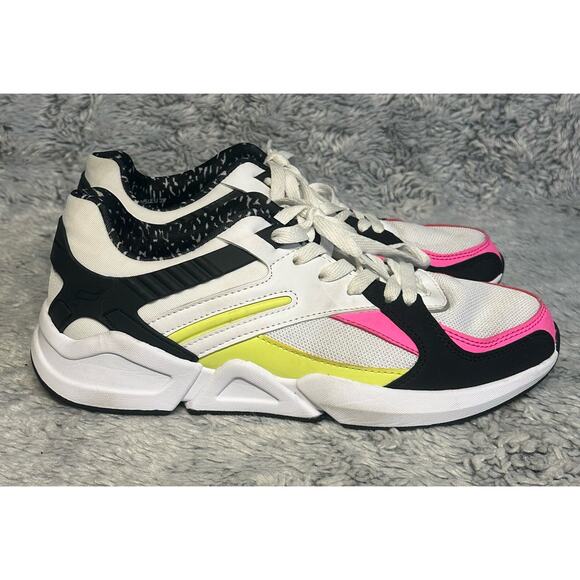 Fabletics Paige Black White Yellow Pink Athletic Sneakers Size 8.5 Gym Workout - Picture 3 of 10